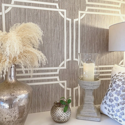 Belgravia Grasscloth Geometric Heavyweight Textured Vinyl Wallpaper Natural 2916 from B&Q