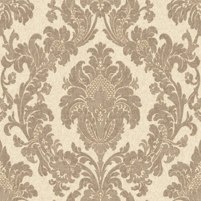 Belgravia Décor Ciara Damask Soft Beige Wallpaper from B&Q