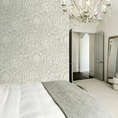 Belgravia Decor Giovanna Trail Textured Wallpaper Grey from B&Q