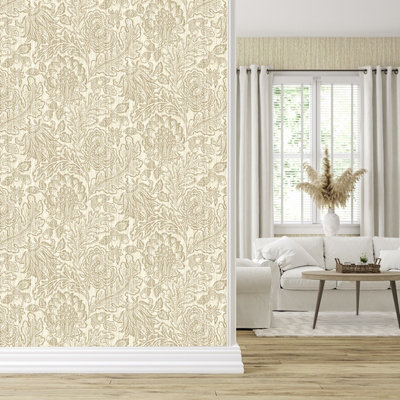 Belgravia Decor Giovanna Trail Textured Wallpaper Beige from B&Q