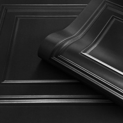 Belgravia Amara Panel Heavyweight Textured Vinyl Wallpaper Black 7378 from B&Q