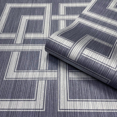 Belgravia Amara Square Heavyweight Textured Vinyl Wallpaper Blue 7380 from B&Q