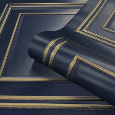Belgravia Amara Panel Heavyweight Textured Vinyl Wallpaper Blue 7385 from B&Q