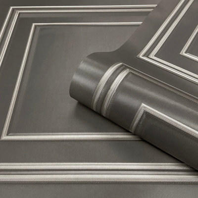 Belgravia Amara Panel Heavyweight Textured Vinyl Wallpaper Grey 7390 from B&Q