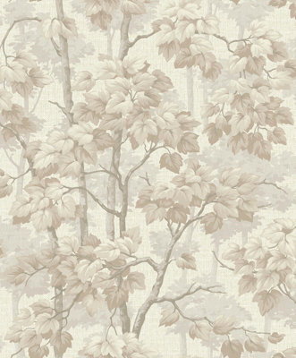Belgravia Giorgio Tree Floral Heavyweight Textured Vinyl Wallpaper Natural 8118 from B&Q