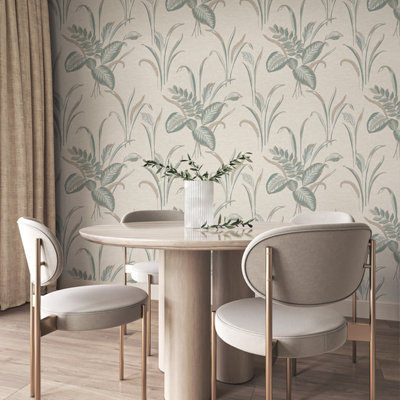 B&Q -  Décor Palma Leaf Sage / Champagne