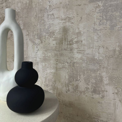 Belgravia Beige Décor Plaster Vinyl Wallpaper