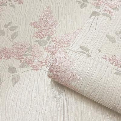 Belgravia Tiffany Fiore Heavyweight Textured Vinyl Floral Wallpaper Natural 41310 from B&Q