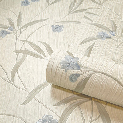 Belgravia Décor Tiffany Flower Cream/soft Blue Wallpaper from B&Q