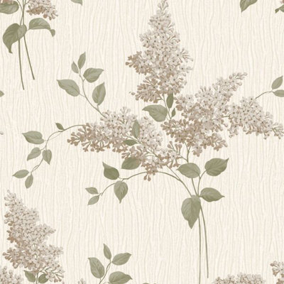 B&Q - Tiffany Fiore Textured Heavyweight Vinyl Wallpaper Sage  41340