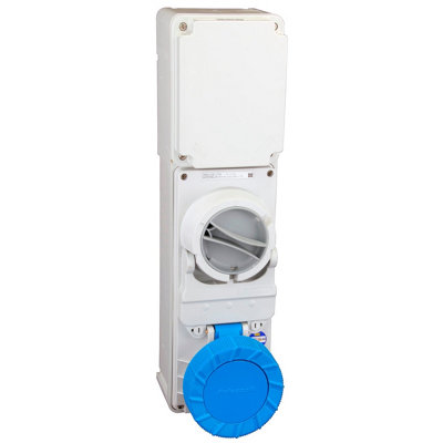 Lewden Pm63/3401Fpb 63A 2P+E 230V Interlocked Switched Socket Ip65 from B&Q