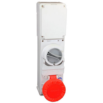 Lewden Pm63/3408Fpb 63A 3P+N+E 415V Interlocked Switched Socket Ip65 from B&Q