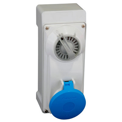 Lewden Pm32/3301Nfpb 32A 2P+E 230V Interlocked Switched Socket Ip44