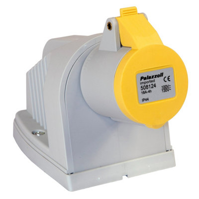 Lewden 508124 16A 2P+E 110V Angled Wall Mounted Socket Ip44 from B&Q