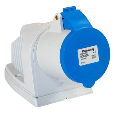 Lewden 508226 32A 2P+E 230V Angled Wall Mounted Socket Ip44 from B&Q