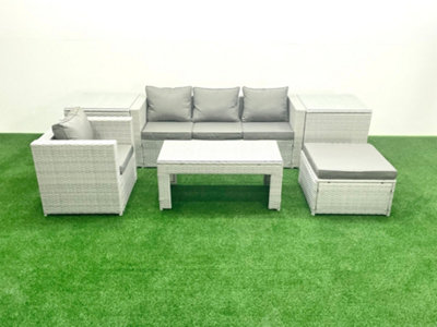 Fimous Outdoor Rattan Garden Furniture Set Cushions Luxury 5 Seater Chair And Coffee Table For Conservatory,Patio Grey