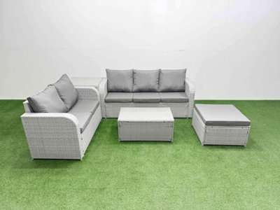 B&Q -  6 Seater Pe Rattan Wicker Garden Furniture Set Rectangular Coffee Table 3 Seater Sofa Love Sofa Side Table