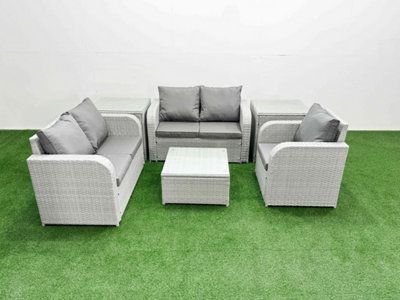 B&Q -  Rattan Garden Furniture Set Reclining Chair Loveseat Sofa Square Coffee Table Indoor Outdoor Set 2 Side Table