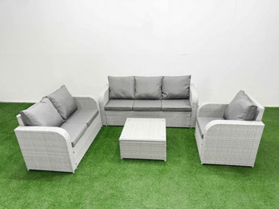 Fimous Pe Wicker 6 Seater Outdoor Rattan Furniture Sofa Sets Reclining Chair Loveseat Sofa 3 Seater Sofa from B&Q