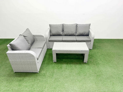 Fimous 5 Seater Pe Rattan Wicker Garden Furniture Conservatory Sofa Set Oblong Coffee Table 3 Seater Sofa Love Sofa from B&Q