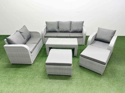 Fimous Pe Wicker 8 Seater Outdoor Rattan Furniture Sofa Sets Coffee Table Reclining Chair Loveseat Sofa 2 Big Footstools from B&Q