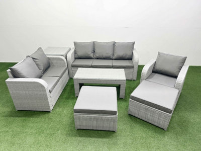 Fimous Pe Wicker 8 Seater Outdoor Rattan Furniture Sofa Sets Coffee Table Reclining Chair Loveseat Sofa  Side Table from B&Q