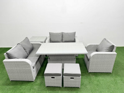 B&Q -  High Back Poly Rattan Garden Furniture Set Reclining Chair Loveseat Sofa Indoor Outdoor Set 2 Stool Side Table