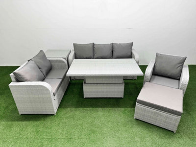 Fimous Pe Wicker Outdoor Rattan Furniture Sofa Sets Adjustable Lifting Dining Or Coffee Table Big Footstool Side Table from B&Q