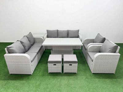 B&Q -  Pe Rattan High Back Lounge Sofa Set Adjustable Lifting Dining Or Coffee Table & Chairs Set Stools Side Table