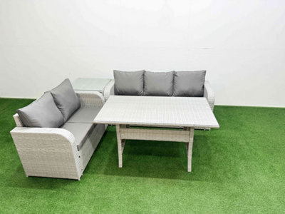 Fimous 5 Seater Pe Rattan Wicker Garden Furniture Conservatory Sofa Set 3 Seater Sofa Love Sofa Side Table