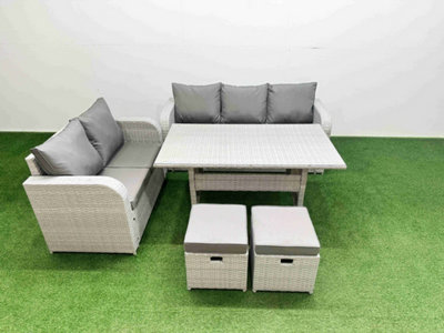 Fimous 7 Seater Pe Rattan Wicker Garden Furniture Conservatory Sofa Set 3 Seater Sofa Love Sofa 2 Stools