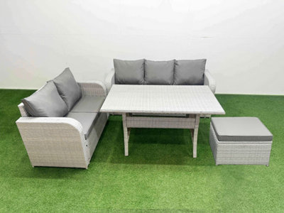 Fimous 6 Seater Pe Rattan Wicker Garden Furniture Conservatory Sofa Set 3 Seater Sofa Love Sofa Big Footstool from B&Q