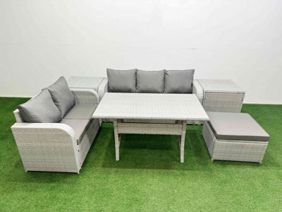 B&Q -  6 Seater Pe Rattan Wicker Garden Furniture Conservatory Sofa Set 3 Seater Sofa Love Sofa Big Footstool 2 Side Table