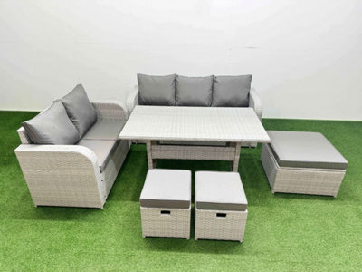 Fimous 8 Seater Pe Rattan Wicker Garden Furniture Conservatory Sofa Set 3 Seater Sofa Love Sofa 3 Stool from B&Q