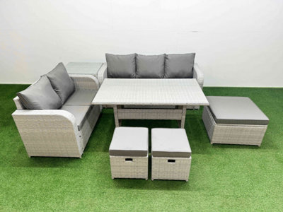 Fimous 8 Seater Pe Rattan Wicker Garden Furniture Conservatory Sofa Set 3 Seater Sofa Love Sofa 3 Stool Side Table