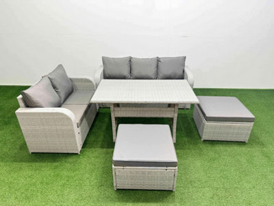 Fimous 7 Seater Pe Rattan Wicker Garden Furniture Conservatory Sofa Set 3 Seater Sofa Love Sofa 2 Big Footstool