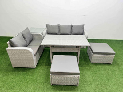 Fimous 7 Seater Pe Rattan Wicker Garden Furniture Conservatory Sofa Set 3 Seater Sofa Love Sofa 2 Big Footstool Side Table from B&Q