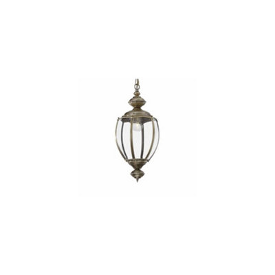 Ideal Lux Norma 1 Light Ceiling Lantern Pendant Antique BrassClear GlassE27 from B&Q