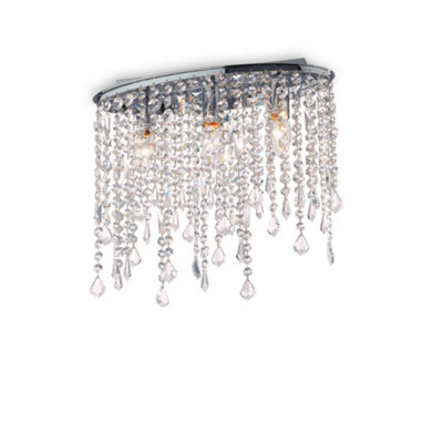 B&Q -  Luminosa Rain Clear 3 Light Small Ceiling Flush Light ChromeE14