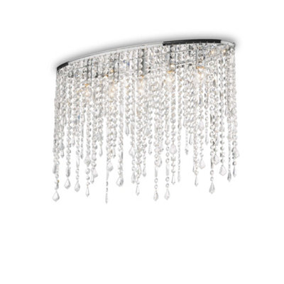 Luminosa Ing Luminosa Rain Clear 5 Large Ceiling Flush Chrome, E14 Light