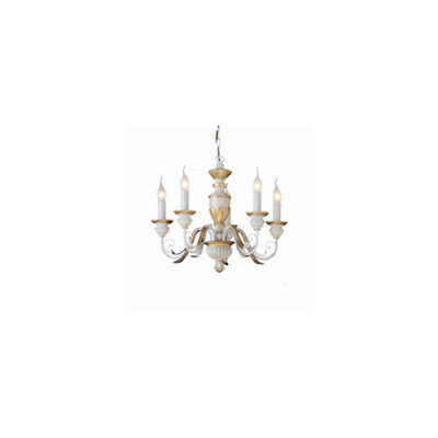 Ideal Lux Firenze  5 Light Chandelier IvoryGold FinishE14 from B&Q