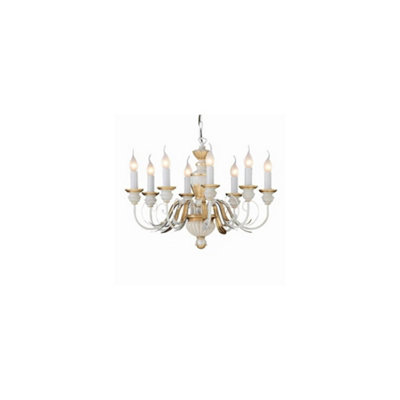 Ideal Lux Firenze  8 Light Chandelier IvoryGold FinishE14 from B&Q