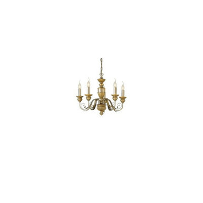Ideal Lux Dora  5 Light Chandelier Antique Brass FinishE14 from B&Q