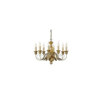 Ideal Lux Dora  8 Light Chandelier Antique Brass FinishE14 from B&Q