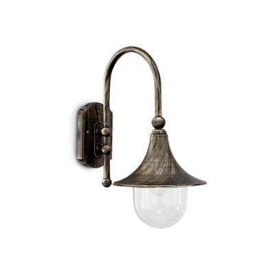 Ideal Lux Cima 1 Light Outdoor Dome Wall Light Brass Ip43E27 from B&Q