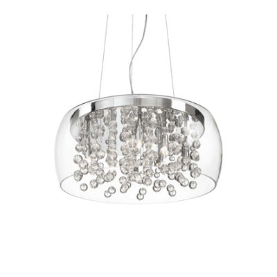 Luminosa Lighting Luminosa Audi 8 Light Large Blown Glass Bubbles Ceiling Pendant ChromeG9 from B&Q