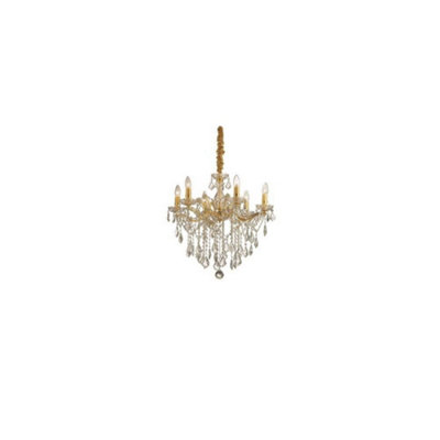 Ideal Lux Florian  6 Light Crystal Chandelier Gold FinishE14 from B&Q