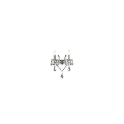 Ideal Lux Florian 2 Light Indoor Glass Candle Wall Light Chrome With Crystals, E14 B&Q