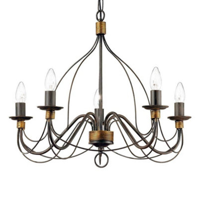 Ideal Lux Corte  5 Light Chandelier Rust Brown FinishE14 from B&Q