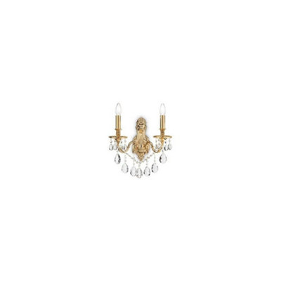 Ideal Lux Gioconda  2 Light Indoor Candle Wall Light Gold With CrystalsE14 from B&Q